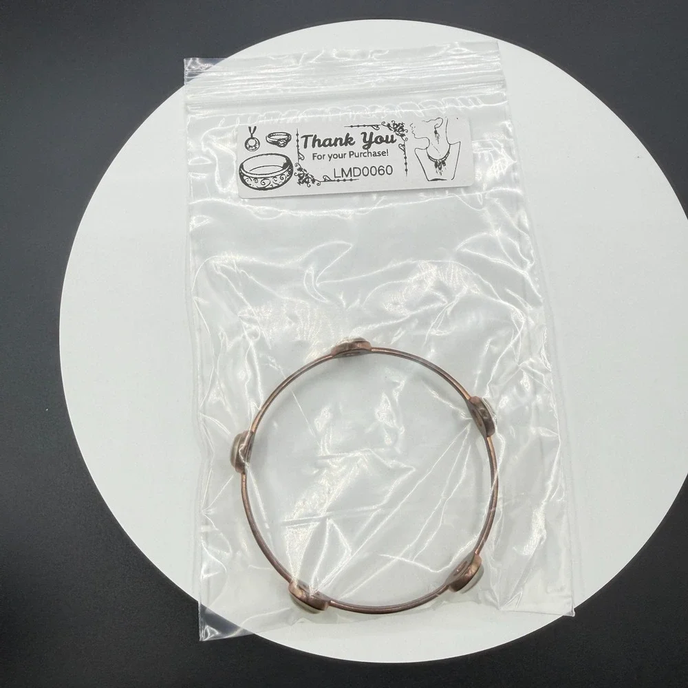 Pearlescent Shell Cabochon Copper Tone Bangle Bracelet Boho Statement Jewelry